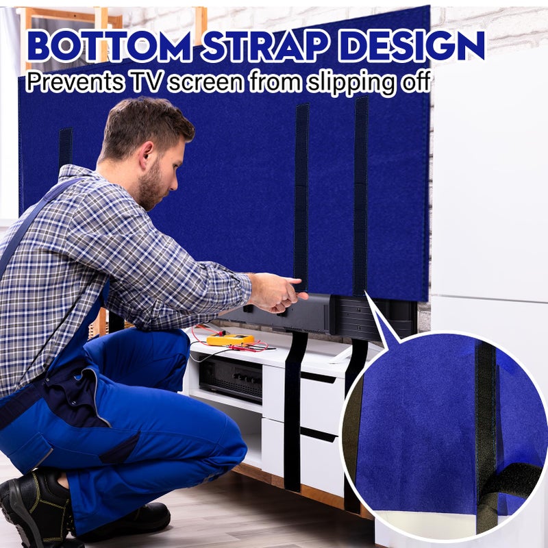 Wibeelee Tv Cover For Moving 70""-75"" Flat Screens Dust & Anti-Scratch Tv Screen Protector Cover With Bottom Strap For Moving  Painting  Renovation  Pet Scratch Prevention & Furniture Protection(Blue) - Image 5
