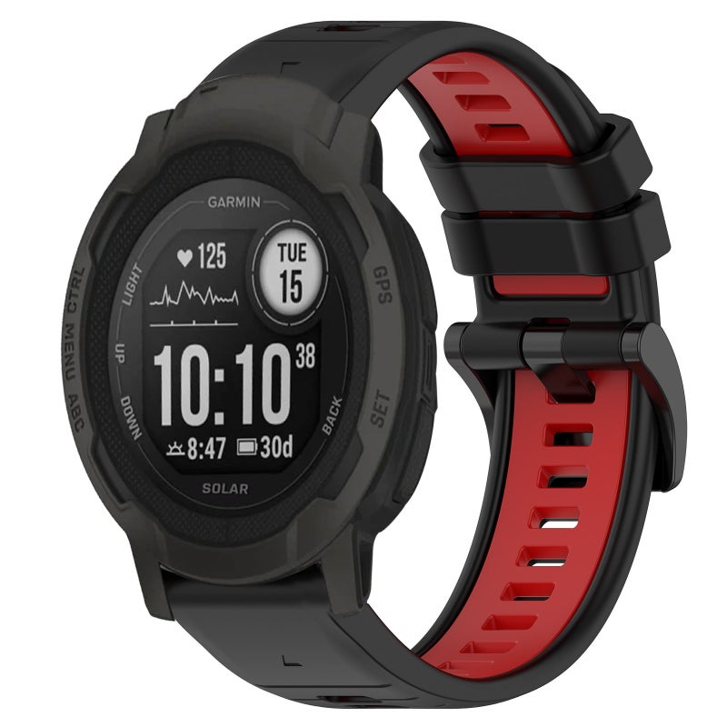 S-TOP For Garmin Instinct 2S Sports Two-Color 20mm Silicone Watch Band(Black+Red) - Image 1