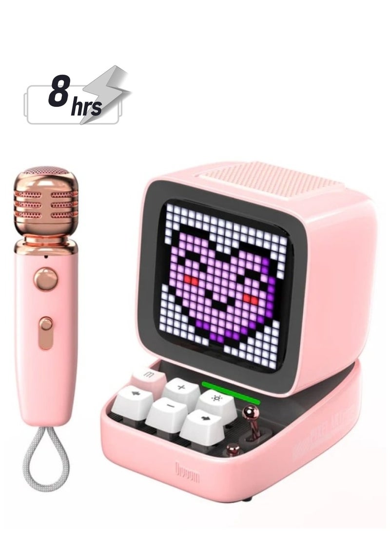 ديفوم Ditoo-Mic Retro Pixel Art مكبر صوت بلوتوث محمول مع وظيفة ميكروفون كاريوكي - وردي  - Image 1