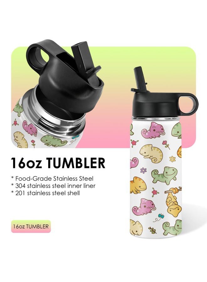 xiiai 16oz Insulated Water Bottle with Handle & Flip Straw Salamander-Themed Tumbler, Stainless Steel Salamander Themed Mugs, Gifts for Girls Coworkers, Friend, Travel Cup - Image 3