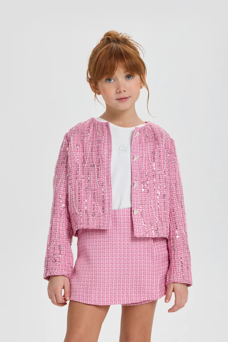 Choupette Pink Tweed Jacket Decorated - Choupette