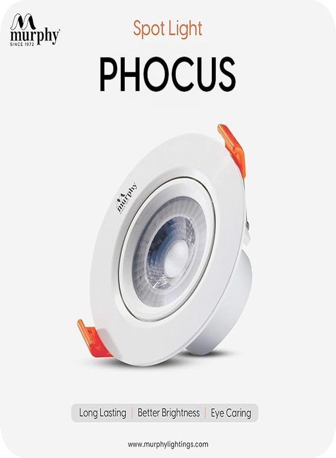 مورفي مصباح مورفي PHOCUS LED دائري ثلاثي الواط مع ضمان لمدة عامين | مصباح سقف سفلي للتركيب المخفي وتركيبات علب التوصيل | إضاءة دافئة | معتمد من BIS | خالٍ من الوميض | عبوة من 4 قطع - Image 4