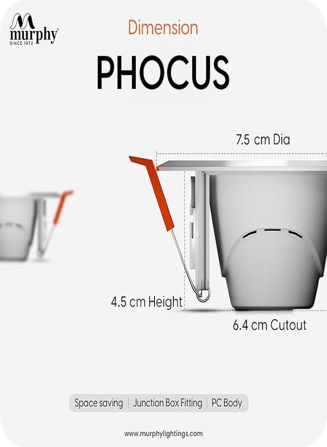 مورفي مصباح مورفي PHOCUS LED دائري ثلاثي الواط مع ضمان لمدة عامين | مصباح سقف سفلي للتركيب المخفي وتركيبات علب التوصيل | إضاءة دافئة | معتمد من BIS | خالٍ من الوميض | عبوة من 4 قطع - Image 2