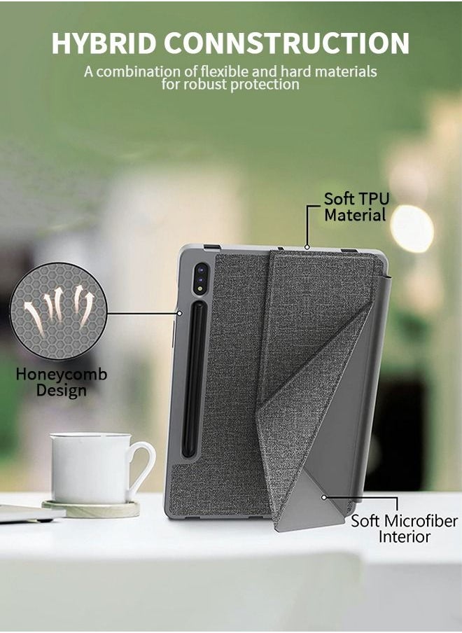 GROIC - Case for Samsung Galaxy Tab S8 Plus 2022 / S7 FE 2021 / S7 Plus 2020 12.4'', High Quality PU Leather and TPU Back Cover, Multi Viewing Angle, Slim Folding Stand Cover, Auto Wake/Sleep with S Pen Stand - Image 1
