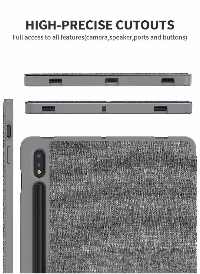 GROIC - Case for Samsung Galaxy Tab S8 Plus 2022 / S7 FE 2021 / S7 Plus 2020 12.4'', High Quality PU Leather and TPU Back Cover, Multi Viewing Angle, Slim Folding Stand Cover, Auto Wake/Sleep with S Pen Stand - Image 1