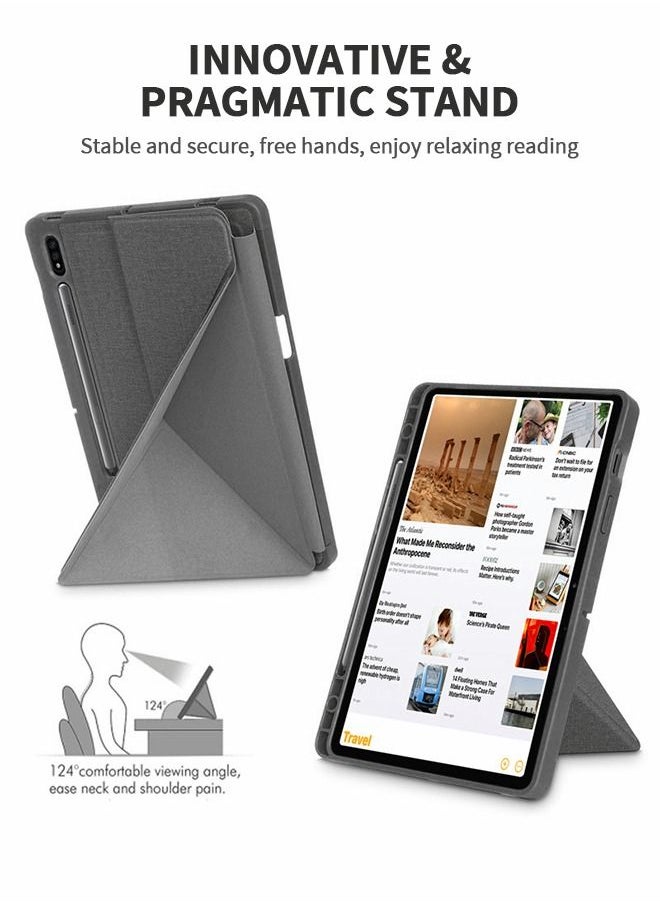GROIC - Case for Samsung Galaxy Tab S8 Plus 2022 / S7 FE 2021 / S7 Plus 2020 12.4'', High Quality PU Leather and TPU Back Cover, Multi Viewing Angle, Slim Folding Stand Cover, Auto Wake/Sleep with S Pen Stand - Image 1