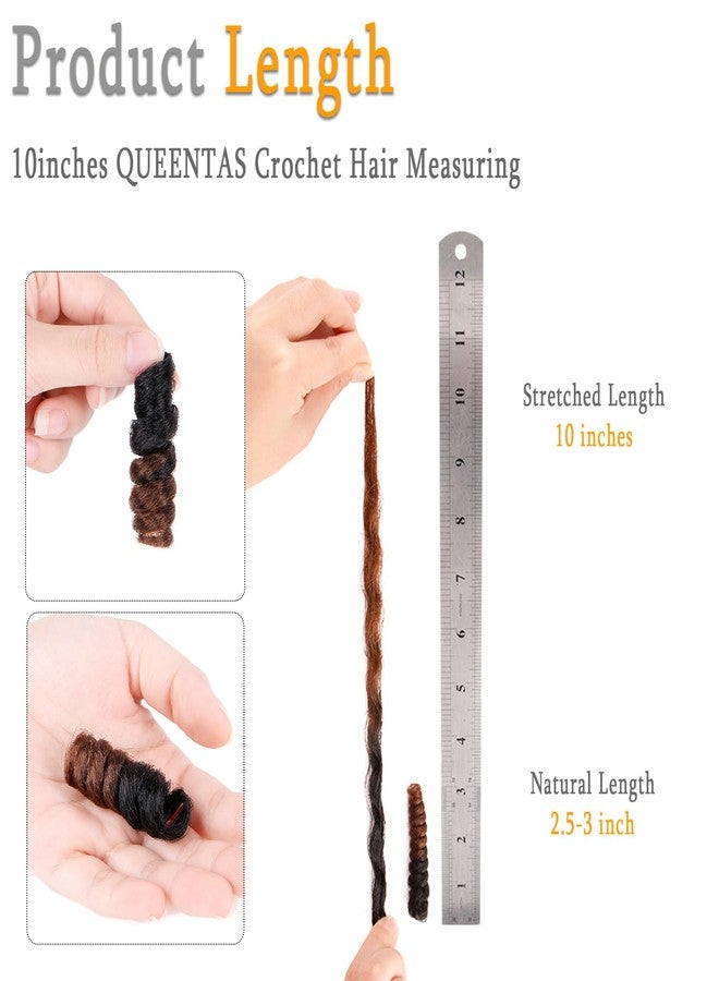 QUEENTAS Short Crochet Hair for Black Women 3 Packs 10inch Brown Jamaican Bounce Crochet Synthetic Hair Extensions Braids Prelooped Curly Afro Twist Kinky Wand Jerry Curl 6MM(Natural Black/Brown) - Image 4