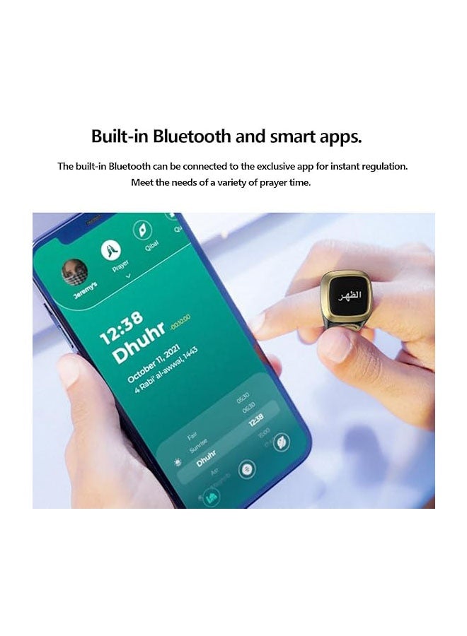 أوشن خاتم ذكي 20 مم ، تذكير توقيت الصلاة ، اتصال بلوتوث ، عداد عرض Oled ، مقاوم للماء ، استهلاك طاقة منخفض (أسود) - Image 4