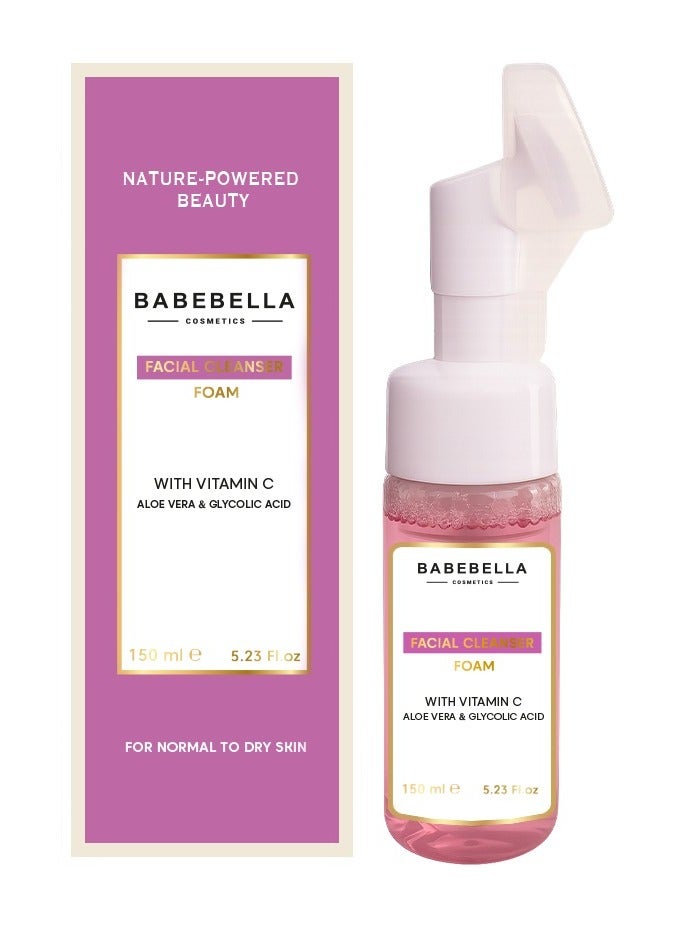 Babebella Cosmetics Vitamin C Facial Foam Cleanser deeply cleanses, brightens and hydrates normal to dry skin 150ml - Image 1