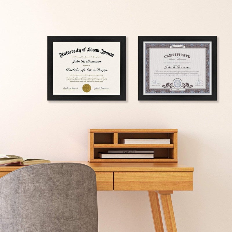 Americanflat 8.5x11 Diploma Frame with Shatter-Resistant Glass - Set of 2 - Document Frames with Engineered Wood - Legacy Collection - Certificate Frame for Tabletop and Wall Display - Black - Image 5