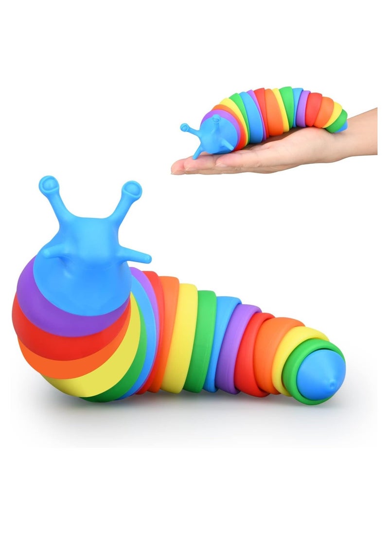 TOY GARDEN Fidget Slug Toy Set – 3D Printed Articulated Slug Fidget Toys for Kids & Adults, Sensory Stress Relief Toys, Autism & ADHD Friendly (Stretchy & Sticky)  - Image 1