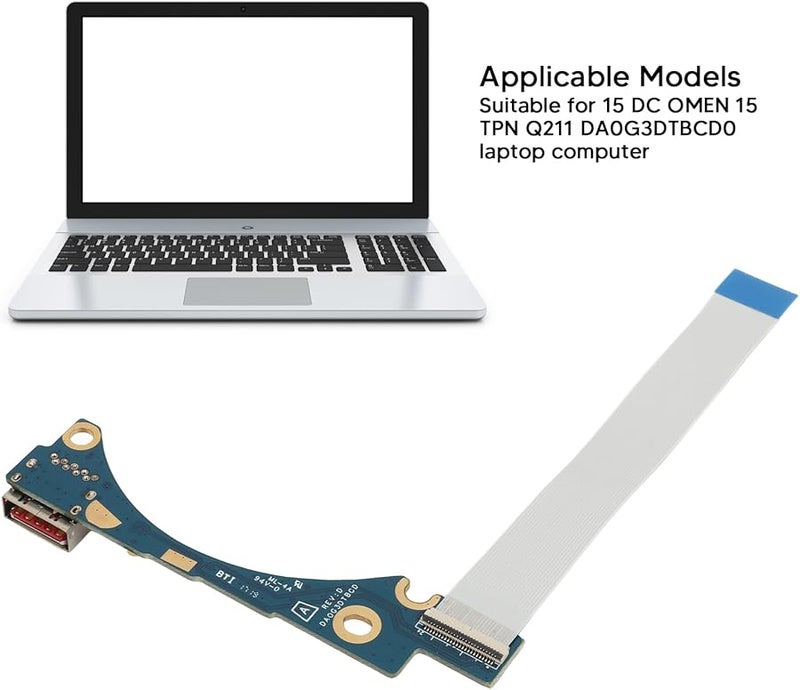OMEN 15 TPN Q211 USB Port Board Replacement DA0G3DTBCD0 with Cable Durable ABS Material - Image 3