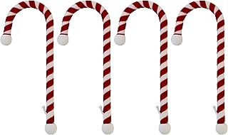 HAUTE DECOR Haute Decor Candy Cane Stocking Holder, (Velvet Material Version) 4-Pack, Classic Red & White  - Image 1