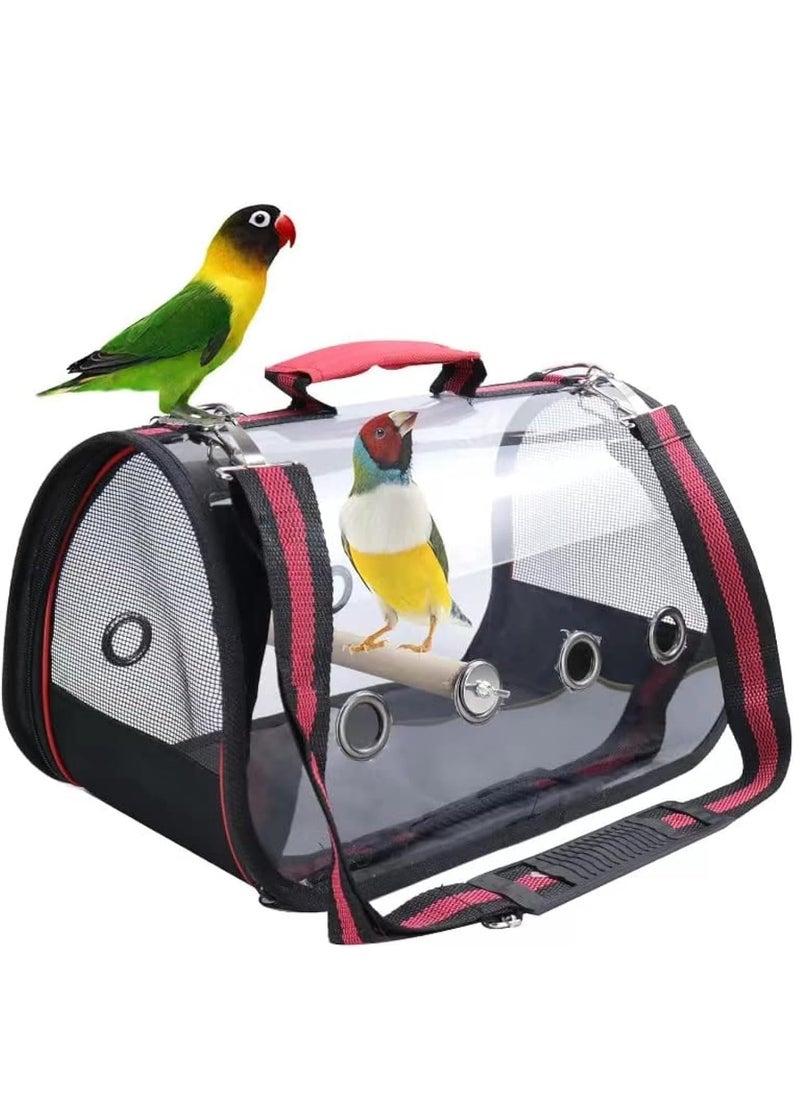 RATSAW Bird Travel Cage Light weight Transparent Bird Travel Carrier PVC Portable Pet Bird Parrot Carrier Breathable Pet Birds Bag with Shoulder Strap and Wooden Stick Stand  - Image 1