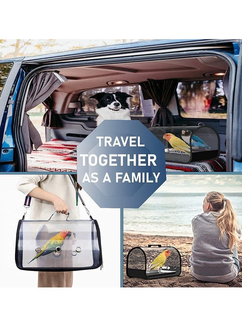 RATSAW Bird Travel Cage Light weight Transparent Bird Travel Carrier PVC Portable Pet Bird Parrot Carrier Breathable Pet Birds Bag with Shoulder Strap and Wooden Stick Stand  - Image 5