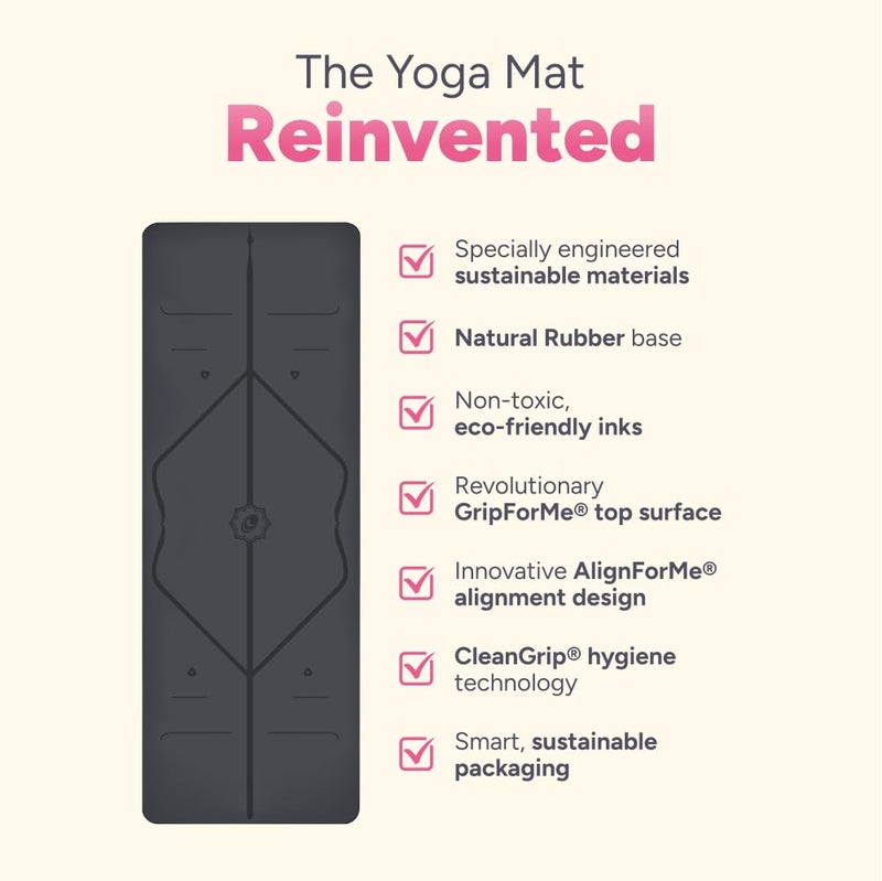 Liforme Original Yoga Mat â€“ Free Yoga Bag Included - Patented Alignment System, Warrior-like Grip, Non-slip, Eco-friendly, sweat-resistant, 4.2mm thick mat for comfort - Grey - Image 3