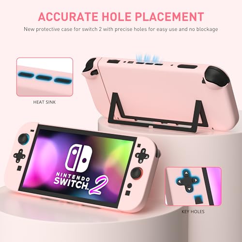 GLDRAM Pink Case Compatible with Nintendo Switch 2 (2025), Durable PC Protective Case + Detachable PC Joycon Cover, Hardshell Shock & Scratch Skin Protector Accessories for Cute Girls - Image 3
