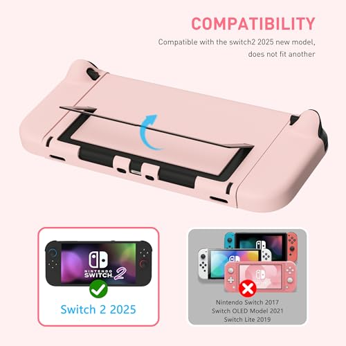 GLDRAM Pink Case Compatible with Nintendo Switch 2 (2025), Durable PC Protective Case + Detachable PC Joycon Cover, Hardshell Shock & Scratch Skin Protector Accessories for Cute Girls - Image 4
