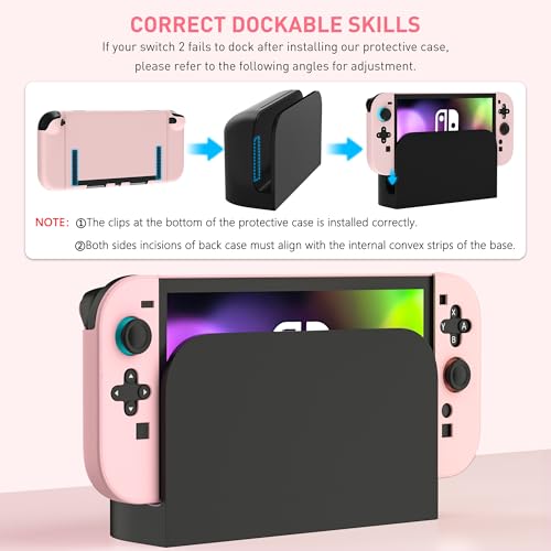 GLDRAM Pink Case Compatible with Nintendo Switch 2 (2025), Durable PC Protective Case + Detachable PC Joycon Cover, Hardshell Shock & Scratch Skin Protector Accessories for Cute Girls - Image 2