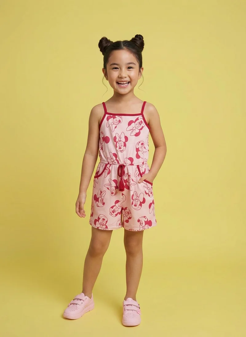 Nautinati Girls' Sleeveless Disney Minnie Mouse All-over Print Jumpsuit