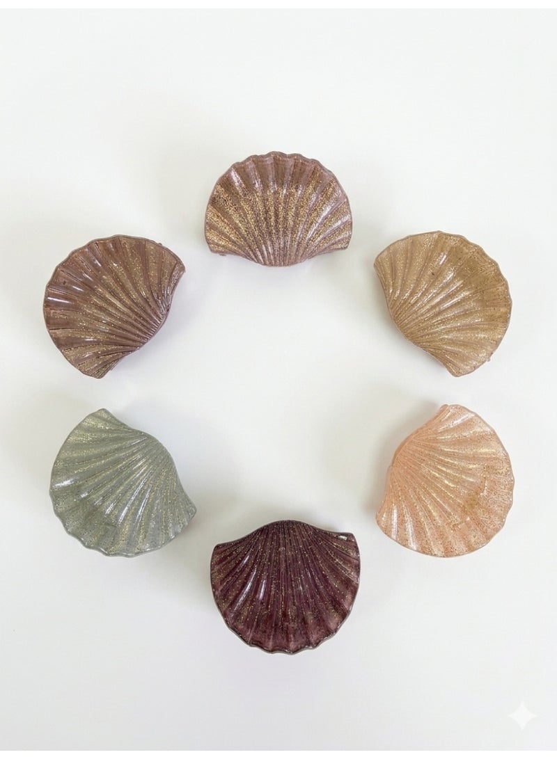 Women's 3-Piece Glitter Seashell Hair Claw Clip Set – Premium Acrylic Design, Strong Grip, Assorted Colors- Colors may vary - Image 2