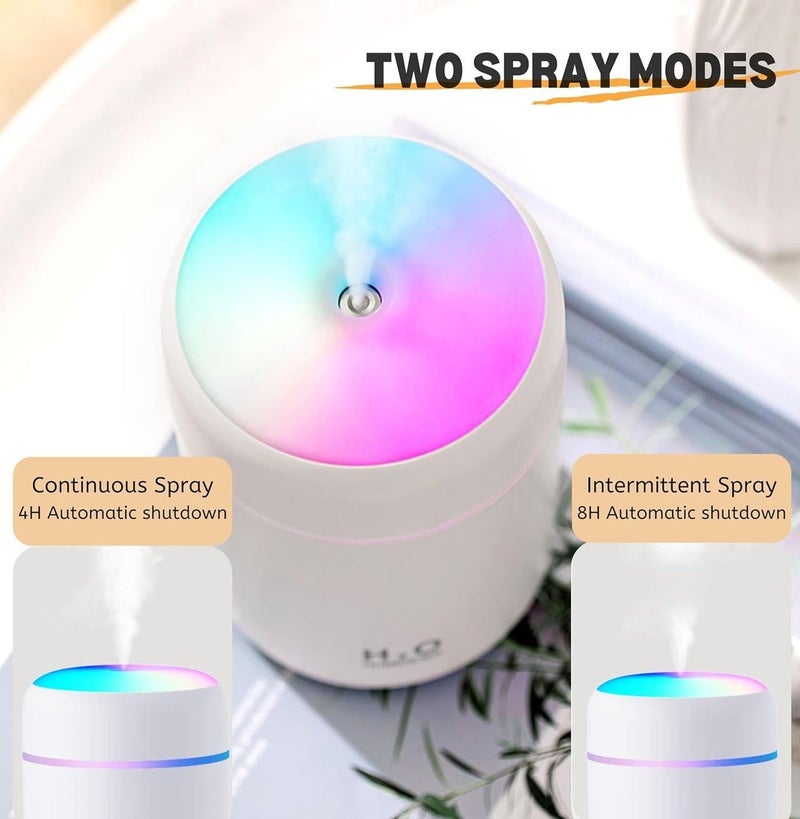 اتش 2 او طقم فواحة زيت عطري ومرطب هواء - قطعتين مع زيت جاردينيا 10 مل، سعة 180 مل، تعمل بـ USB مع إضاءة LED RGB متغيرة الألوان - Image 4