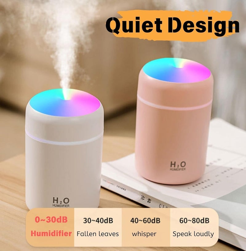 اتش 2 او طقم فواحة زيت عطري ومرطب هواء - قطعتين مع زيت جاردينيا 10 مل، سعة 180 مل، تعمل بـ USB مع إضاءة LED RGB متغيرة الألوان - Image 5