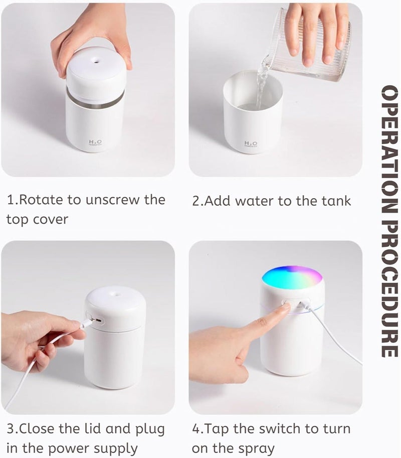 اتش 2 او طقم فواحة زيت عطري ومرطب هواء - قطعتين مع زيت جاردينيا 10 مل، سعة 180 مل، تعمل بـ USB مع إضاءة LED RGB متغيرة الألوان - Image 2