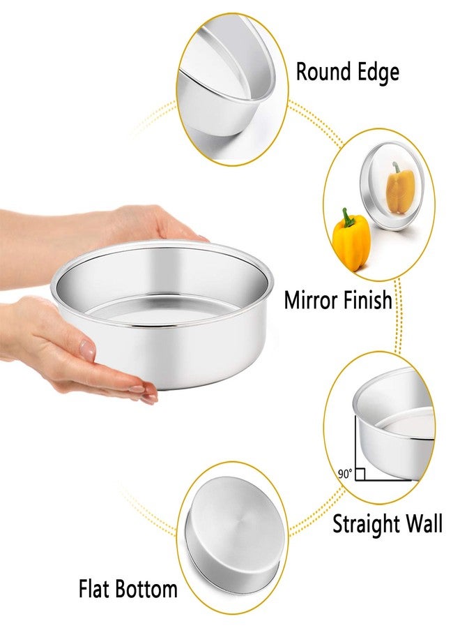 TeamFar Cake Pan, 4'' & 6'' & 8'' & 9 ½'', Stainless Steel Round Cake Pan Tier Baking Cake Pans Set, for Baking Steaming Serving, Healthy & Heavy Duty, Oven Safe & Dishwasher Safe - Set of 4 - Image 3