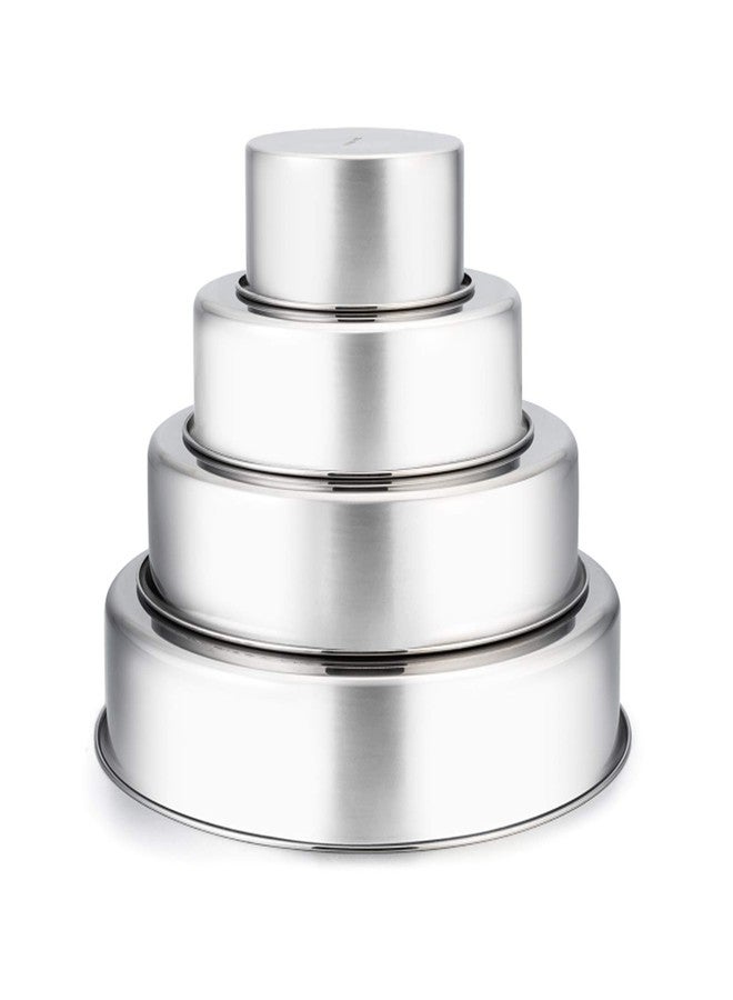 TeamFar Cake Pan, 4'' & 6'' & 8'' & 9 ½'', Stainless Steel Round Cake Pan Tier Baking Cake Pans Set, for Baking Steaming Serving, Healthy & Heavy Duty, Oven Safe & Dishwasher Safe - Set of 4 - Image 1