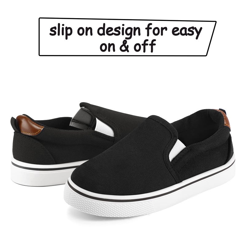 K KomForme Toddler Sneakers for Girls Boys Slip On Canvas Walking Shoes, Size 13 Little Kid, Black - Image 3