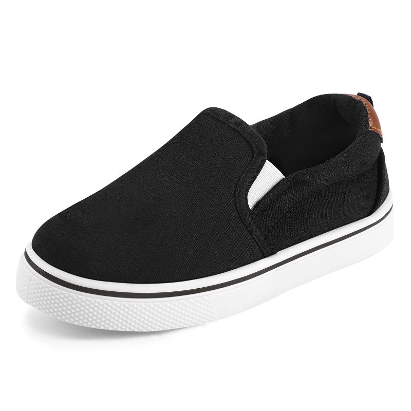 K KomForme Toddler Sneakers for Girls Boys Slip On Canvas Walking Shoes, Size 13 Little Kid, Black - Image 1