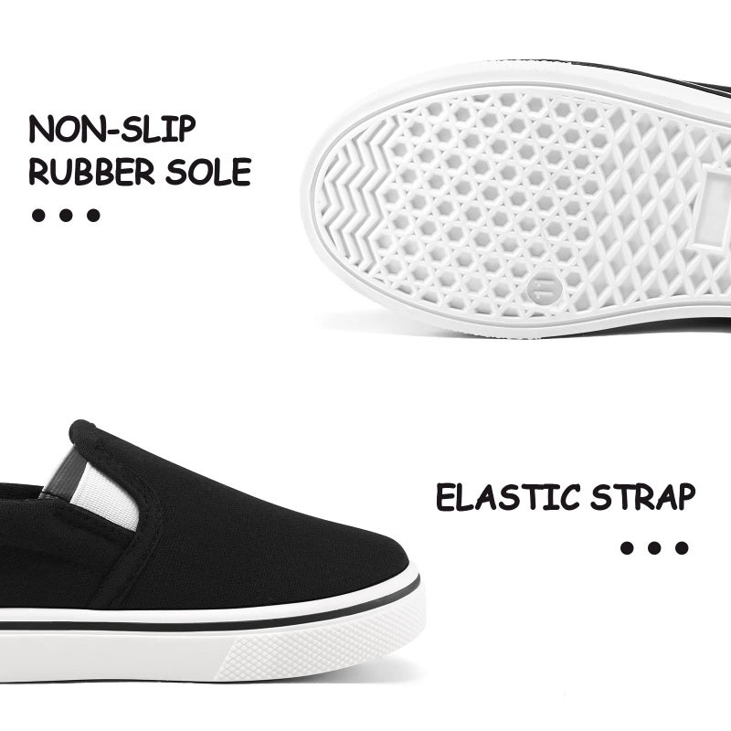 K KomForme Toddler Sneakers for Girls Boys Slip On Canvas Walking Shoes, Size 13 Little Kid, Black - Image 5