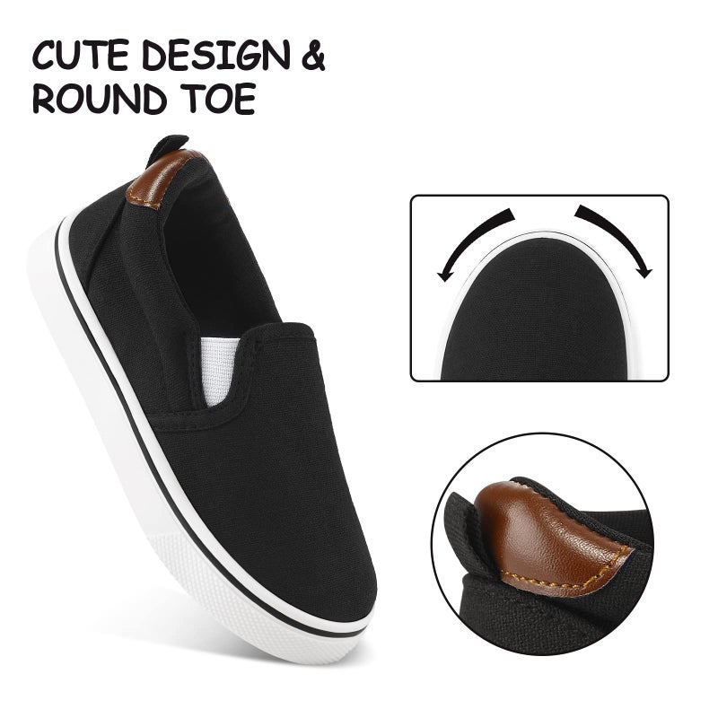 K KomForme Toddler Sneakers for Girls Boys Slip On Canvas Walking Shoes, Size 13 Little Kid, Black - Image 4