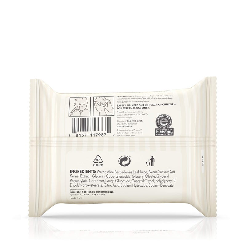 Aveeno Baby Hand & Face Wipes, 25 Disposable Wipes, Aveeno - Image 3