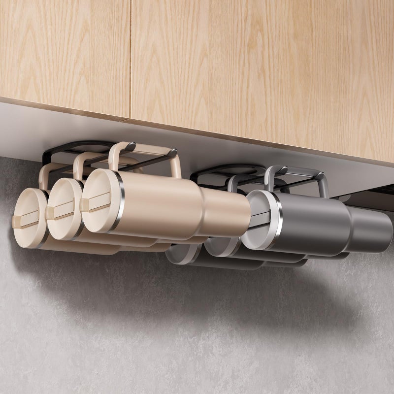 MOJOHAND Water Bottle Organizer for Full Stanley Tumbler with Handle, Pantry Kitchen Organizers and Storage for Cup Accessories, Water Bottle Holder Wine Rack (Black- 2Pack) - Image 1