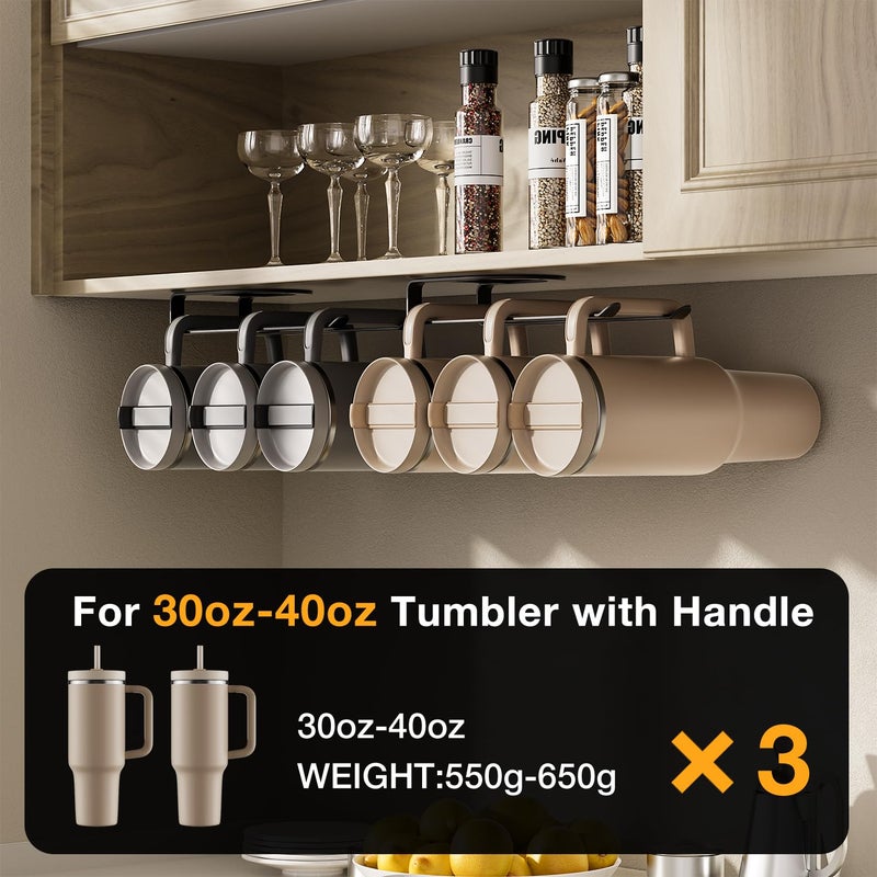 MOJOHAND Water Bottle Organizer for Full Stanley Tumbler with Handle, Pantry Kitchen Organizers and Storage for Cup Accessories, Water Bottle Holder Wine Rack (Black- 2Pack) - Image 4