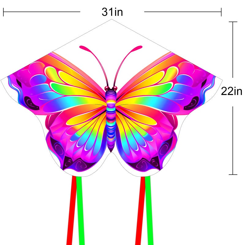 HENGDA KITE 2 Pack Butterfly Kite,for Kids and Adults,Easy to Fly,Excellent Fabric and Structure Design,The Pictures are Beautiful in high Definition,Suitable for Beginners(31x22) - Image 2