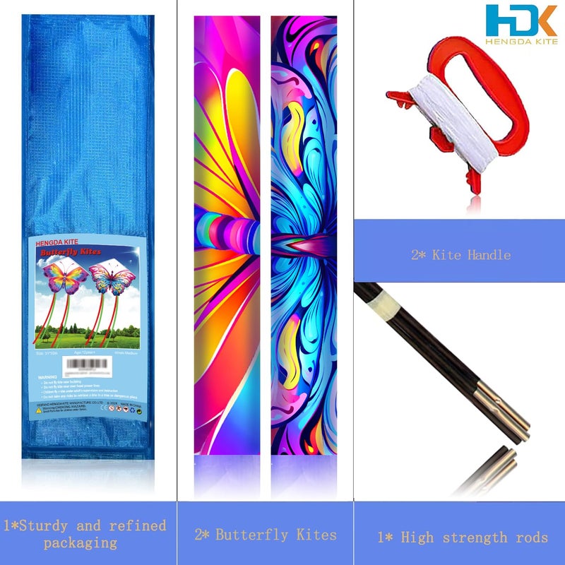 HENGDA KITE 2 Pack Butterfly Kite,for Kids and Adults,Easy to Fly,Excellent Fabric and Structure Design,The Pictures are Beautiful in high Definition,Suitable for Beginners(31x22) - Image 3