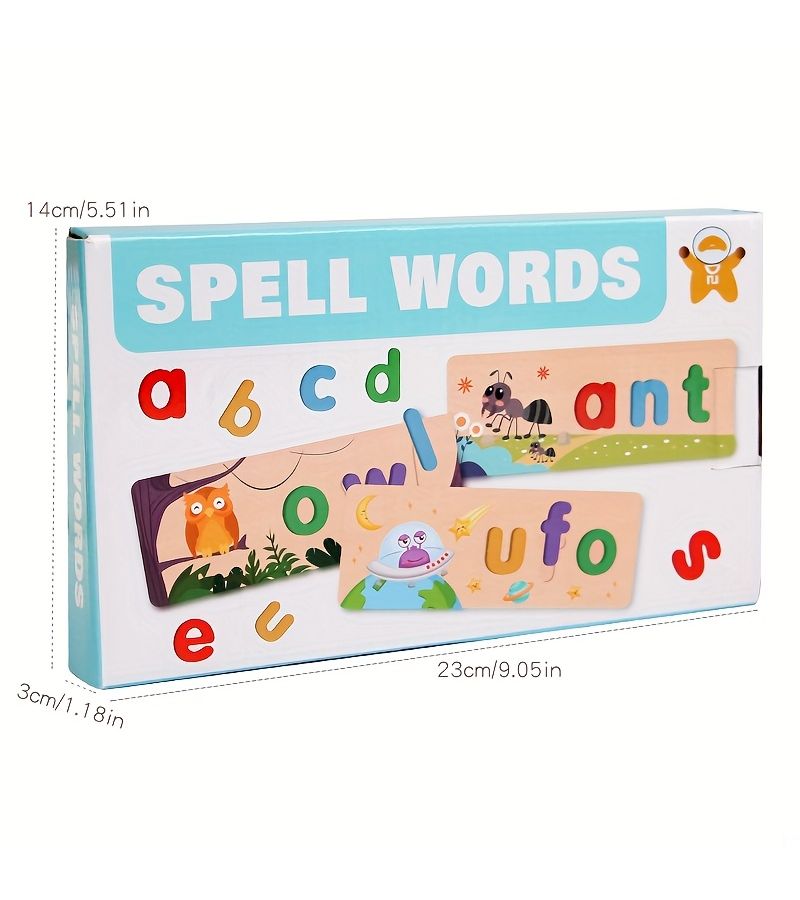 Wooden Box Spelling Word Learning Toy With Letter Puzzle For CVC Builder - Image 2