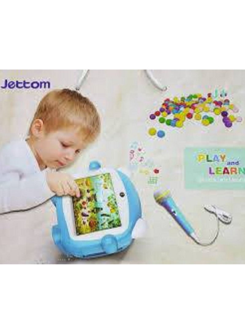 JETTOM KIDS TAB, Play And Learn Kids Tablet, WiFi, Quad Core, Dual Camera, Calling Function - Blue
