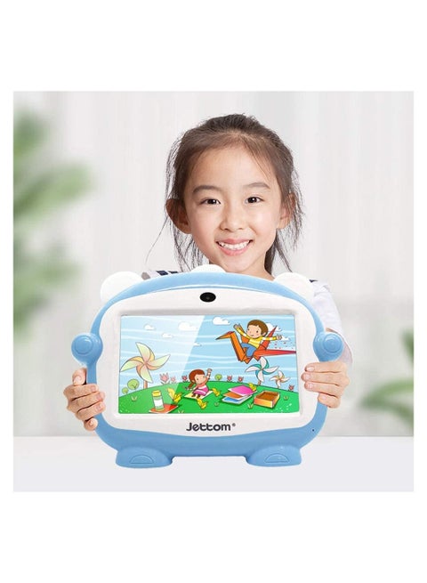 JETTOM KIDS TAB, Play And Learn Kids Tablet, WiFi, Quad Core, Dual Camera, Calling Function - Blue