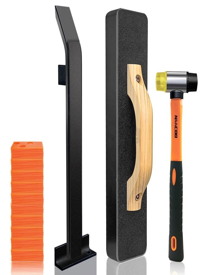 NAACOO Laminate/Vinyl Flooring Tools, NAACOO Heavy Tapping Block for Vinyl Plank Floor - Knock 1-2 Times, Heavy Pull Bar, 40pc Flooring Spacers, Rubber Mallet - 4 in 1 Floor Installation Kit - Image 1