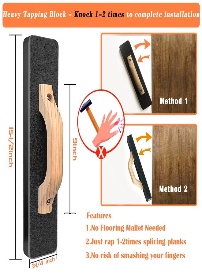 NAACOO Laminate/Vinyl Flooring Tools, NAACOO Heavy Tapping Block for Vinyl Plank Floor - Knock 1-2 Times, Heavy Pull Bar, 40pc Flooring Spacers, Rubber Mallet - 4 in 1 Floor Installation Kit - Image 2