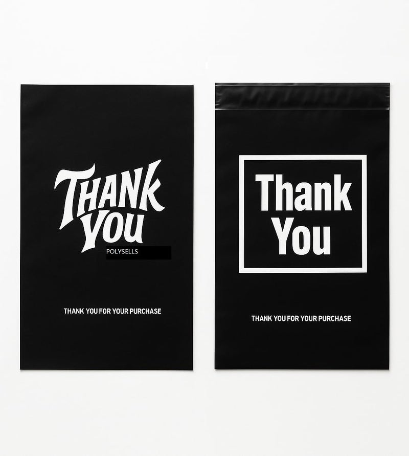 POLYSELLS Thank You Poly Mailers 10x13 inches 100 Pcs Waterproof Self-Sealing Shipping Bags for Clothing | Black - Image 1