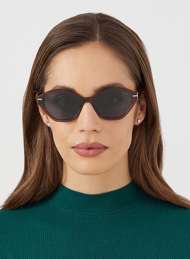 بلاك أوت نظارات شمسية نسائية هندسية بحماية  لون بني - Image 4