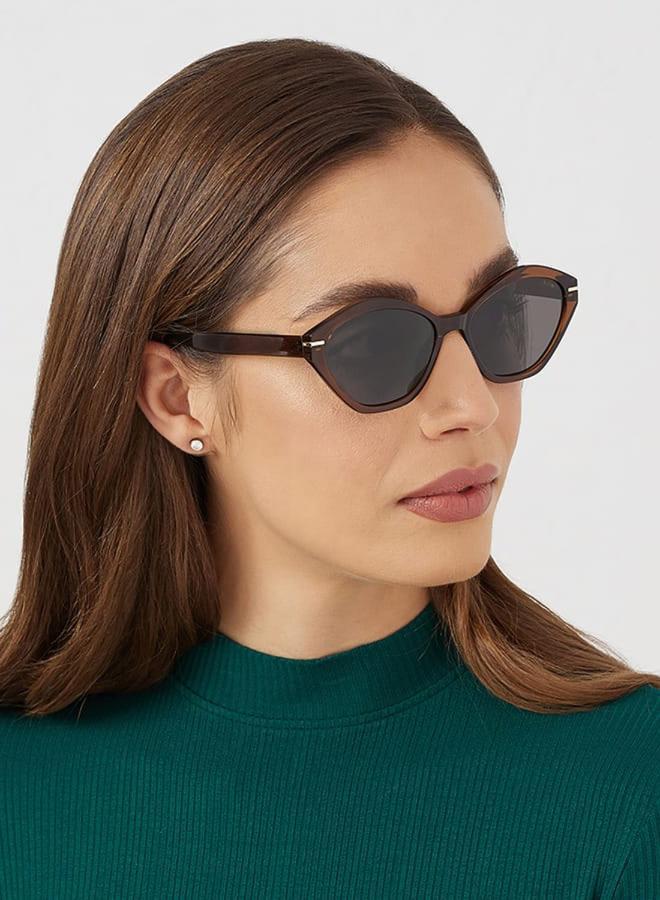 بلاك أوت نظارات شمسية نسائية هندسية بحماية  لون بني - Image 5