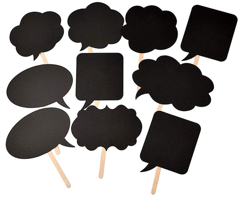 Photo Booth Props KitWritable Black Paper Card Board Photographing Props for Wedding Birthday Prom Party Favor10pcs with Different Shapes