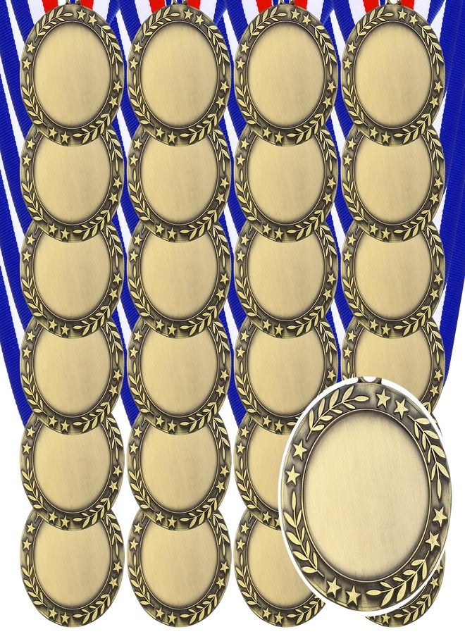 Limbeuuu 24 Pcs Blank Award Medals with Neck Ribbons Winner Participation Medal Awards Make Your Own Kit 1st Place Cheer Participation Trophy Metal Prize Gift - Image 1