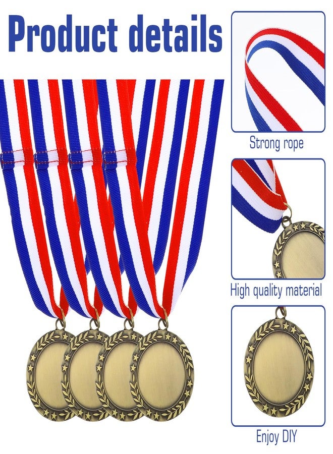 Limbeuuu 24 Pcs Blank Award Medals with Neck Ribbons Winner Participation Medal Awards Make Your Own Kit 1st Place Cheer Participation Trophy Metal Prize Gift - Image 3